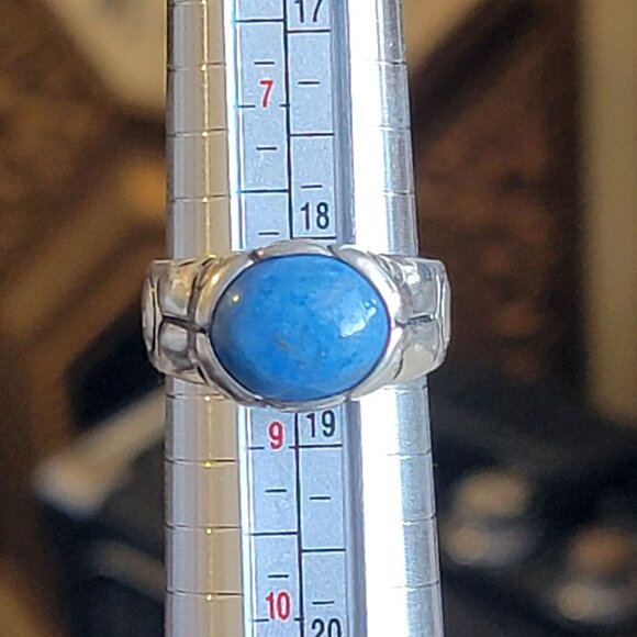 Sterling Silver Espo Tribal Ring With Blue Sodalite Stone Size 8-8.5 - Picture 8 of 9